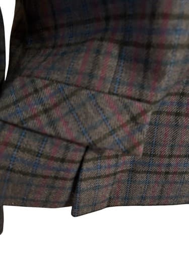 Vintage Gray Blue Wool Fitted Jacket Skinny Fit Collegiate Pink Plaid Preppy - Thumbnail 3