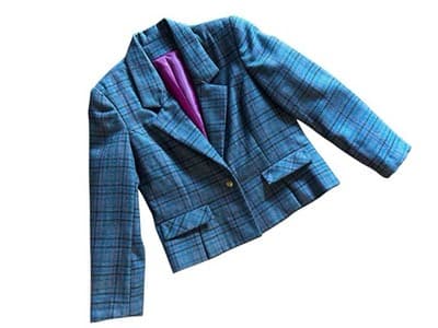 Vintage Gray Blue Wool Fitted Jacket Skinny Fit Collegiate Pink Plaid Preppy - Thumbnail 11