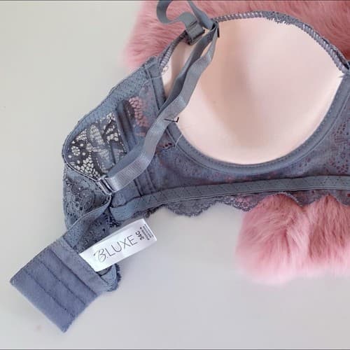 B.Luxe Gray Lace Bra Bralette Lingerie 34C - Thumbnail 4