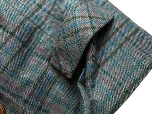 Vintage Gray Blue Wool Fitted Jacket Skinny Fit Collegiate Pink Plaid Preppy - Thumbnail 4