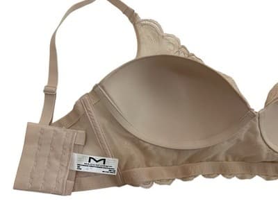 MAIDENFORM BEIGE 36C ROMANTIC SCALLOPED LACE BRA BRALETTE WIRELESS WIRE FREE - Thumbnail 8