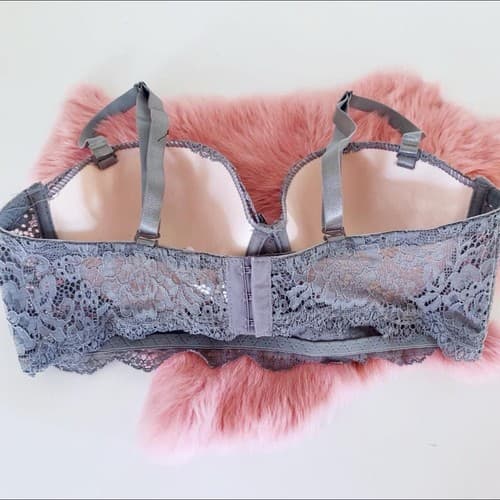 B.Luxe Gray Lace Bra Bralette Lingerie 34C - Thumbnail 3