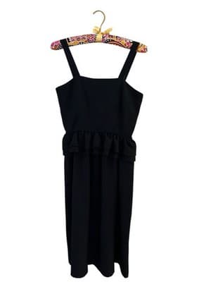 Vintage Black PEPLUM DRESS 1980’s Sundress Day dress Rockabilly Retro Romantic - Thumbnail 7