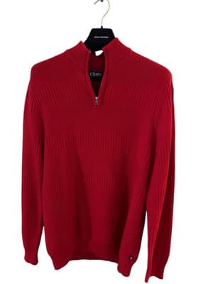 Chaps Red Cotton Men’s Pullover Half Zip Sweater Large Ralph Lauren Christmas - Thumbnail 2