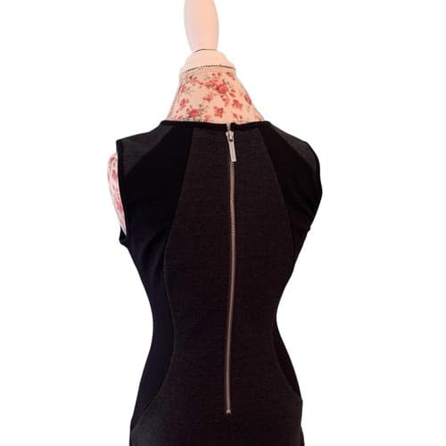 Michael Kors Black And Gray Dress 4 Logo Zipper Sheath Elegant Sexy Classic - Thumbnail 4