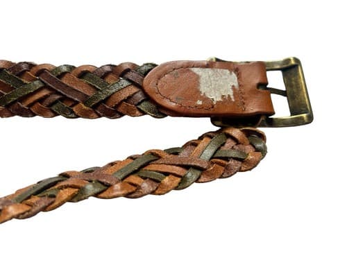 Vintage Belt Leather Braided Brown Bohemian Prairie Earth Tones Peasant Green - Thumbnail 4