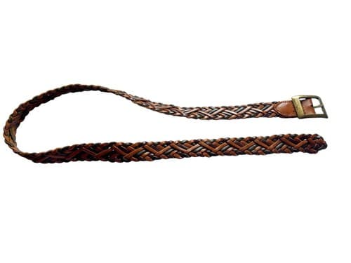 Vintage Belt Leather Braided Brown Bohemian Prairie Earth Tones Peasant Green - Thumbnail 3