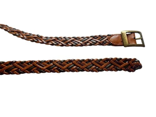 Vintage Belt Leather Braided Brown Bohemian Prairie Earth Tones Peasant Green - Thumbnail 2
