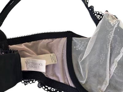 Stunning Victorias Secret Scalloped Black Lace Bra Pink Lining 34DD Volup Sexy - Thumbnail 5