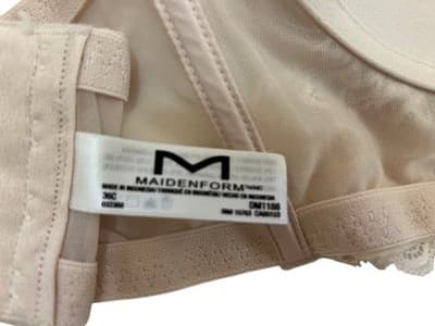 MAIDENFORM BEIGE 36C ROMANTIC SCALLOPED LACE BRA BRALETTE WIRELESS WIRE FREE - Thumbnail 6