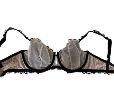 Stunning Victorias Secret Scalloped Black Lace Bra Pink Lining 34DD Volup Sexy - Thumbnail 4