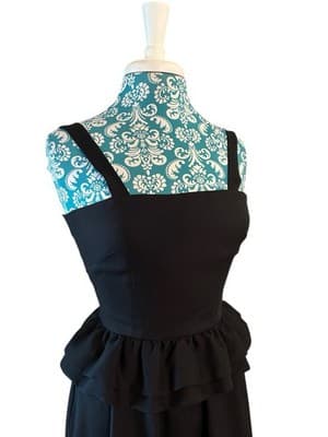 Vintage Black PEPLUM DRESS 1980’s Sundress Day dress Rockabilly Retro Romantic - Thumbnail 2