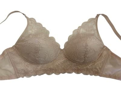 MAIDENFORM BEIGE 36C ROMANTIC SCALLOPED LACE BRA BRALETTE WIRELESS WIRE FREE - Thumbnail 7