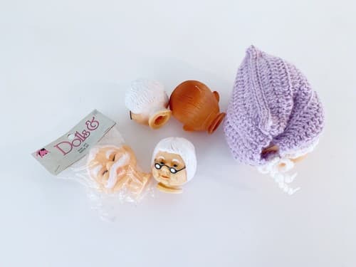 Vintage Doll Part Kitschy Craft 1990s Grandma Grandpa Babydoll Head Creepy Weird - Thumbnail 4