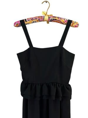 Vintage Black PEPLUM DRESS 1980’s Sundress Day dress Rockabilly Retro Romantic - Thumbnail 3