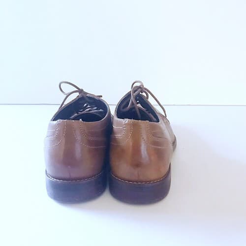 Mens Rockports 7 Brown Genuine Leather Woven Oxford Loafer Brogue Excellent Cond - Thumbnail 3