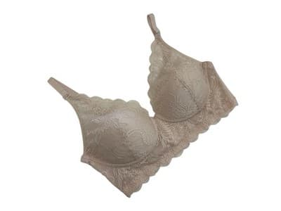 MAIDENFORM BEIGE 36C ROMANTIC SCALLOPED LACE BRA BRALETTE WIRELESS WIRE FREE - Thumbnail 2