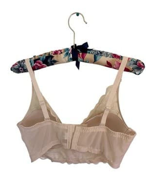 MAIDENFORM BEIGE 36C ROMANTIC SCALLOPED LACE BRA BRALETTE WIRELESS WIRE FREE - Thumbnail 5