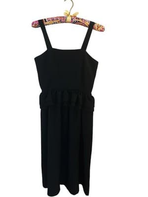 Vintage Black PEPLUM DRESS 1980’s Sundress Day dress Rockabilly Retro Romantic - Thumbnail 5