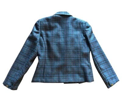 Vintage Gray Blue Wool Fitted Jacket Skinny Fit Collegiate Pink Plaid Preppy - Thumbnail 12