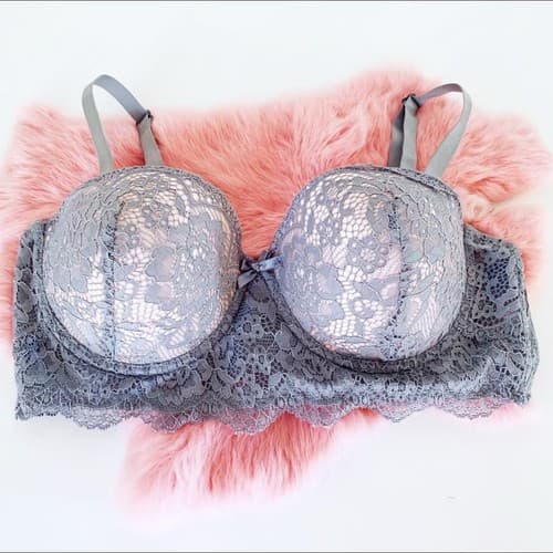B.Luxe Gray Lace Bra Bralette Lingerie 34C - Thumbnail 2