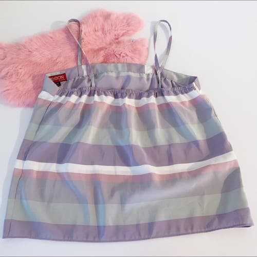 Vintage Women’s Tank Top By Sasson 1980’s Lavender Babydoll Camisole Retro Crop - Thumbnail 3