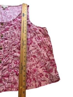 XL Women’s Wonderby Pink Linen Top Shirt Sleeveless Summer Blouse - Thumbnail 3
