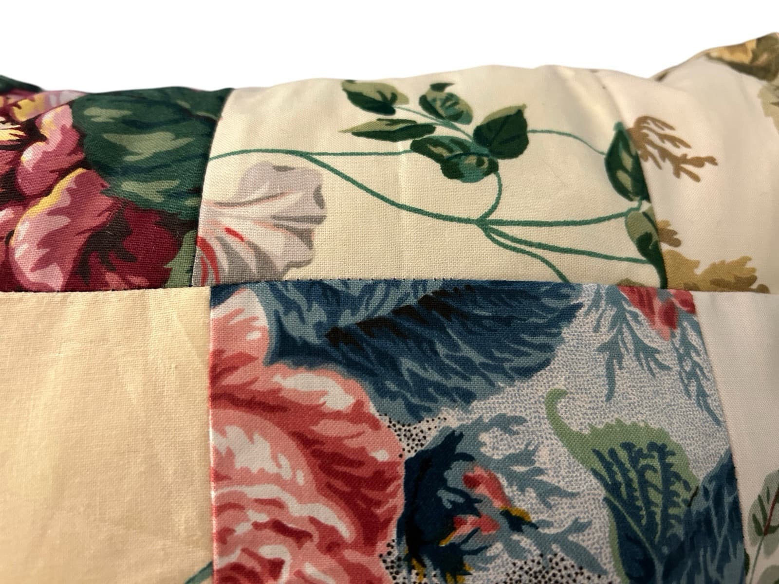 Vintage 1980’s Chintz Floral Pillow English Cottage Pink Green Yellow Blue - Thumbnail 7