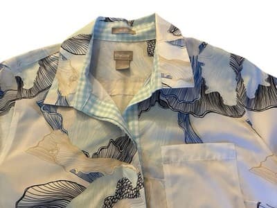 Size 1 CHICOS Women’s Summer 100% Cotton Blouse Shirt No Iron Gingham Trim - Thumbnail 5