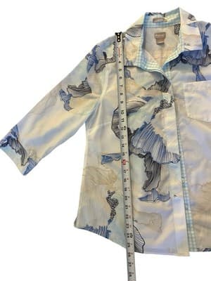 Size 1 CHICOS Women’s Summer 100% Cotton Blouse Shirt No Iron Gingham Trim - Thumbnail 3