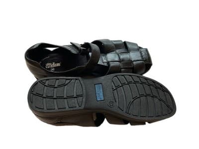 Shoes Women’s COBBIES BLACK LEATHER 8W Wide Chunky Jesus Sandals Grunge Shoes - Thumbnail 2