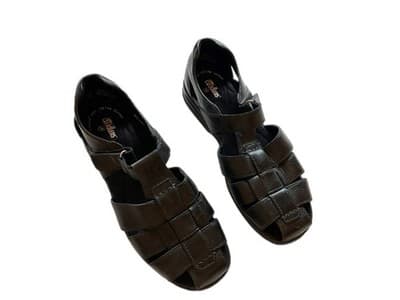 Shoes Women’s COBBIES BLACK LEATHER 8W Wide Chunky Jesus Sandals Grunge Shoes - Thumbnail 3