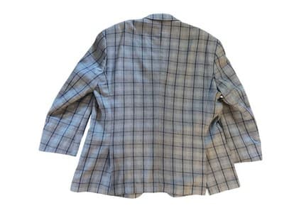 50” Blue Windowpane Check Double Vent Old Money LINEN Men’s Sports Coat Blazer - Thumbnail 4