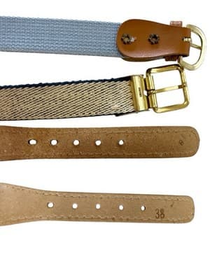 Women’s Vintage Cotton Belt Set Of 2 Preppy Blue Pastel Spring Summer Skinny 38 - Thumbnail 3