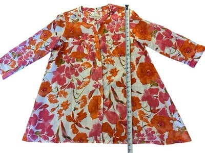 Small Jones New York Coral Peach 100% Linen Flowy Blouse Top Women’s Oversized - Thumbnail 3