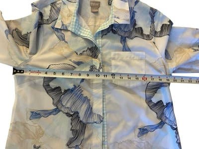 Size 1 CHICOS Women’s Summer 100% Cotton Blouse Shirt No Iron Gingham Trim - Thumbnail 2