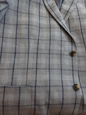 50” Blue Windowpane Check Double Vent Old Money LINEN Men’s Sports Coat Blazer - Thumbnail 20