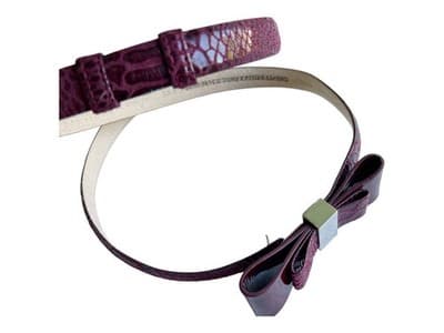 White House Black Market Burgundy Skinny Bow Belt Moc Croc Leather Coquette XS/S - Thumbnail 2