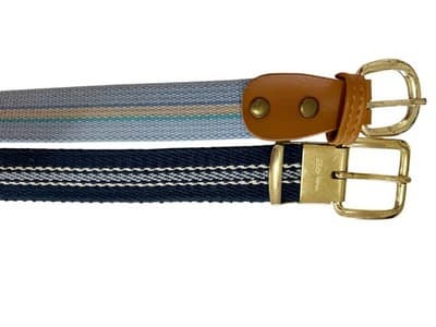 Women’s Vintage Cotton Belt Set Of 2 Preppy Blue Pastel Spring Summer Skinny 38 - Thumbnail 2