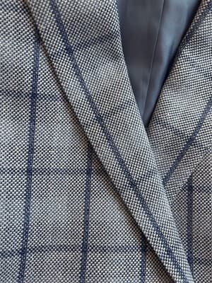 50” Blue Windowpane Check Double Vent Old Money LINEN Men’s Sports Coat Blazer - Thumbnail 19