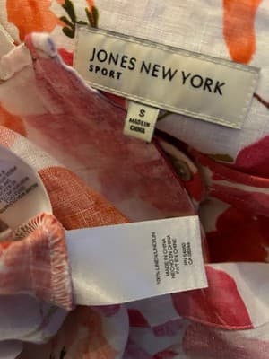 Small Jones New York Coral Peach 100% Linen Flowy Blouse Top Women’s Oversized - Thumbnail 11