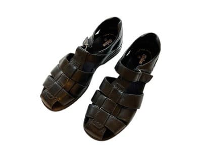 Shoes Women’s COBBIES BLACK LEATHER 8W Wide Chunky Jesus Sandals Grunge Shoes - Thumbnail 6
