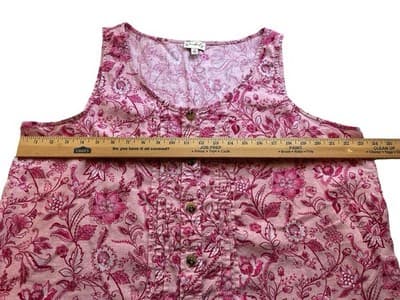 XL Women’s Wonderby Pink Linen Top Shirt Sleeveless Summer Blouse - Thumbnail 2