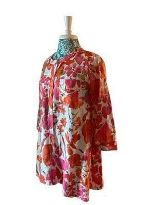 Small Jones New York Coral Peach 100% Linen Flowy Blouse Top Women’s Oversized - Thumbnail 8