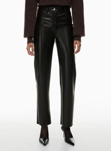 Aritzia Wilfred Pants Size 4 Black Melina Faux Vegan Leather High Rise Straight - Thumbnail 2