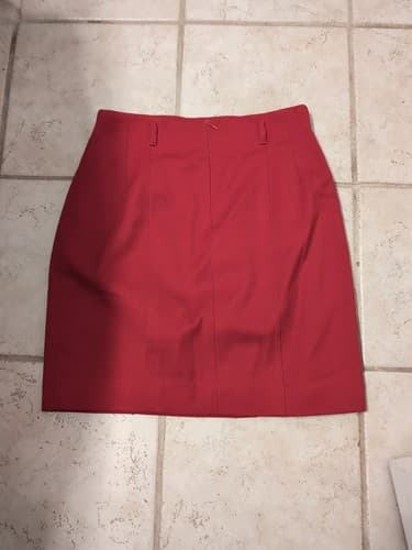 Vintage Ralph Lauren 100% Wool Skirt Size 12 Red Lined Made In Italy - Thumbnail 5