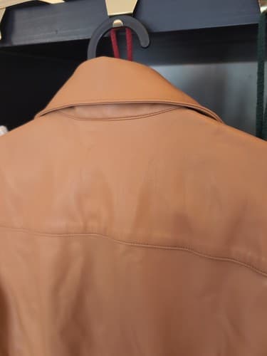 SIMON MILLER Vegan Leather Button Up Shirt Women's Pocket Small S Designer Camel - Thumbnail 7