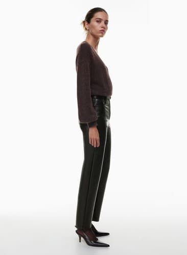 Aritzia Wilfred Pants Size 4 Black Melina Faux Vegan Leather High Rise Straight - Thumbnail 3