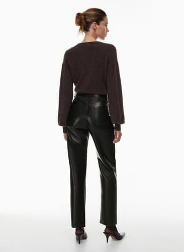 Aritzia Wilfred Pants Size 4 Black Melina Faux Vegan Leather High Rise Straight - Thumbnail 4