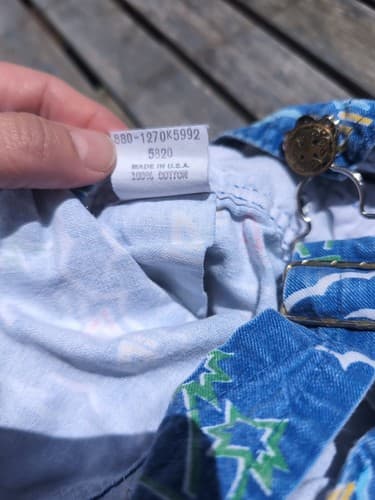 Vintage Baby OshKosh B’gosh Long Overalls Blue Sailboats Palms Beach Size 12mo - Thumbnail 9